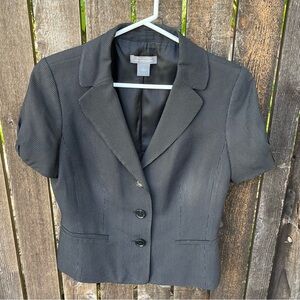 Ann Taylor Wm’s Virgin Wool Blend Pinstripe Short Sleeve 3 Button Blazer Sz 6